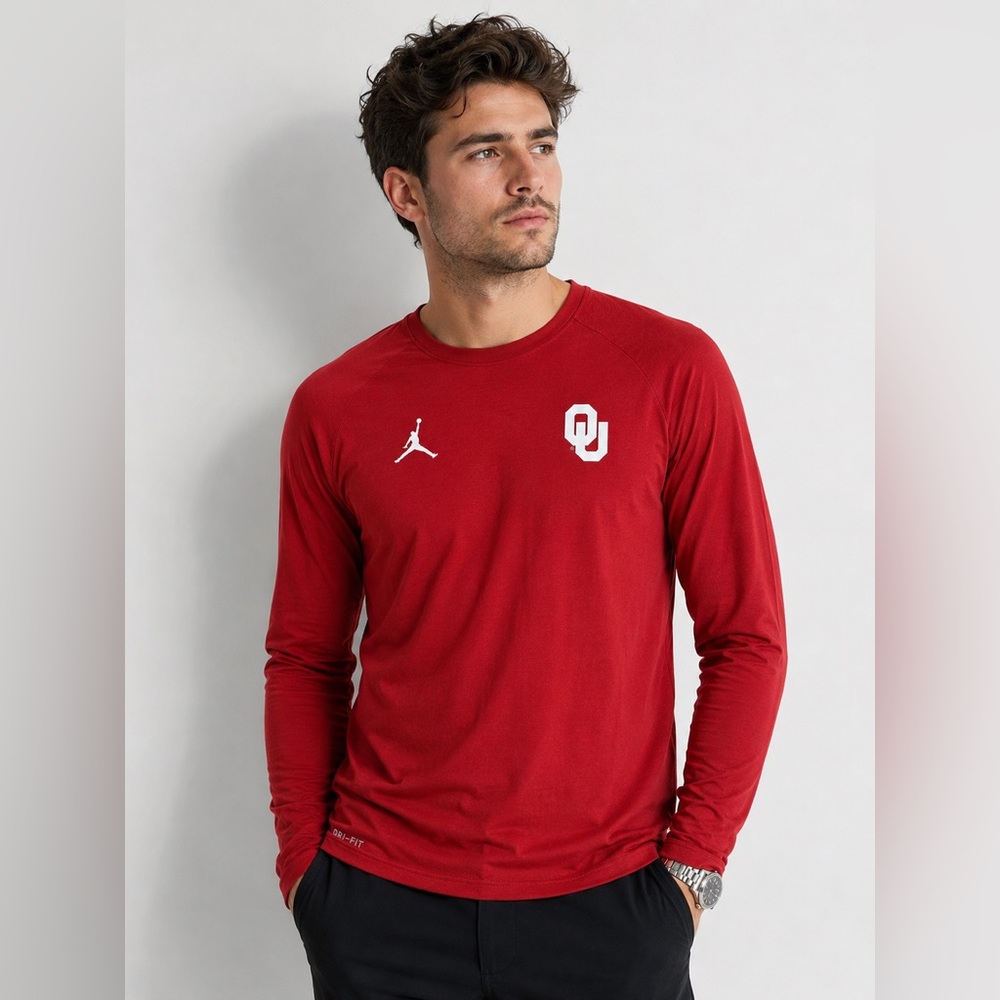 Jordan OU Sooners Dri-FIT Shirt Mens Medium Long Sleeve Athletic Tee